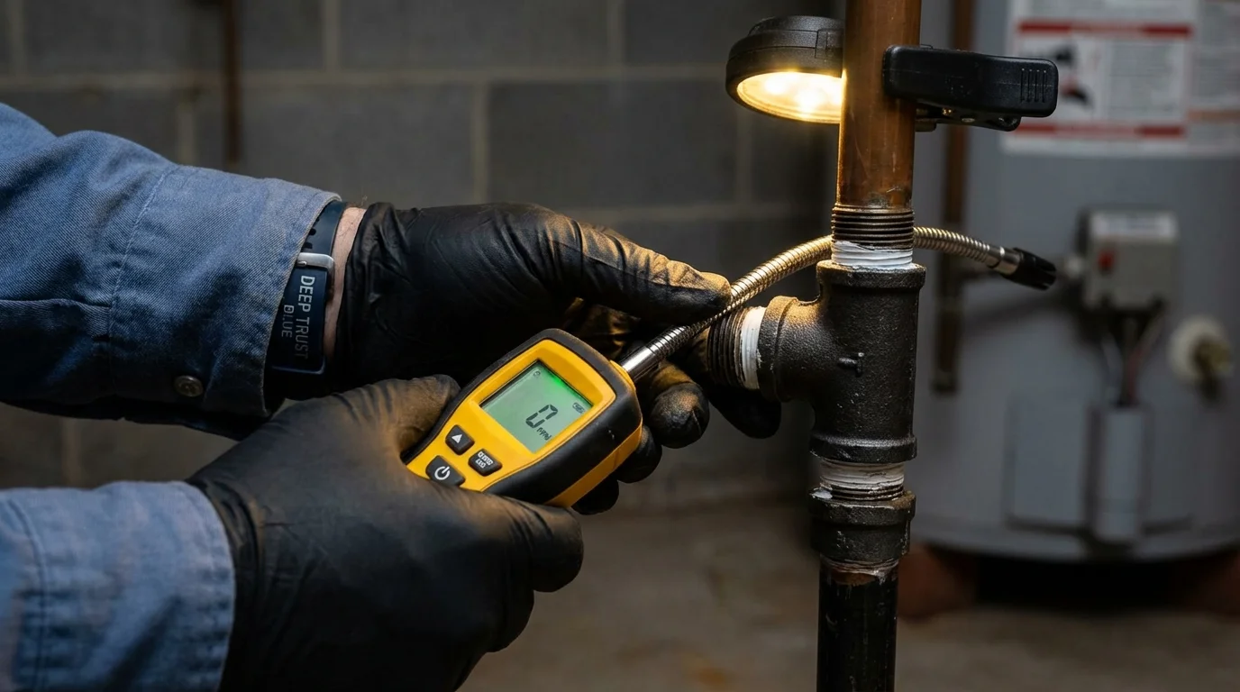 Gas leak detection with electronic sniffer by Johns Plumbing LLC in Bella Vista